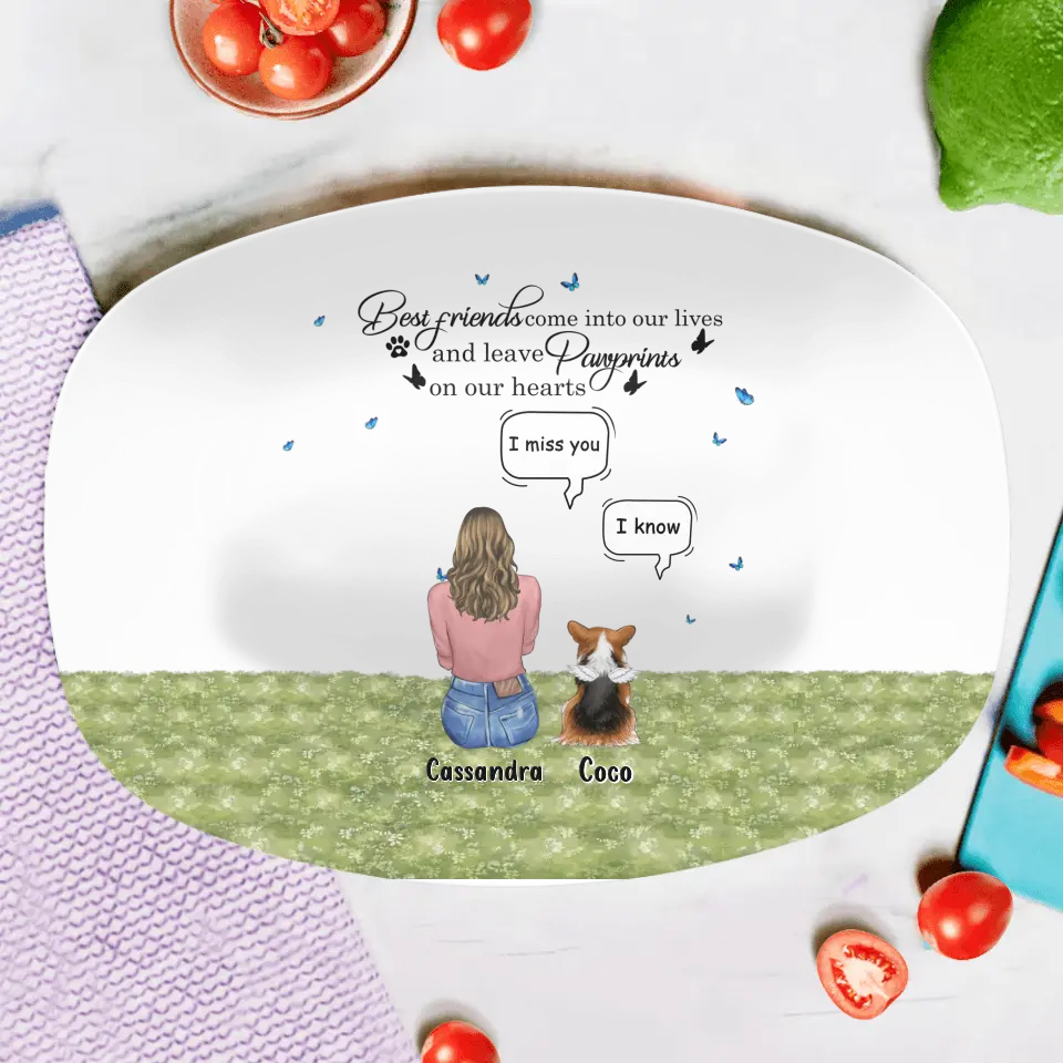 Personalized Memorial Dog Mom Serving Platter - Gift Idea For Dog Owners/Lovers - Best Friends Come Into Our Lives And Leave Pawprints On Our Hearts