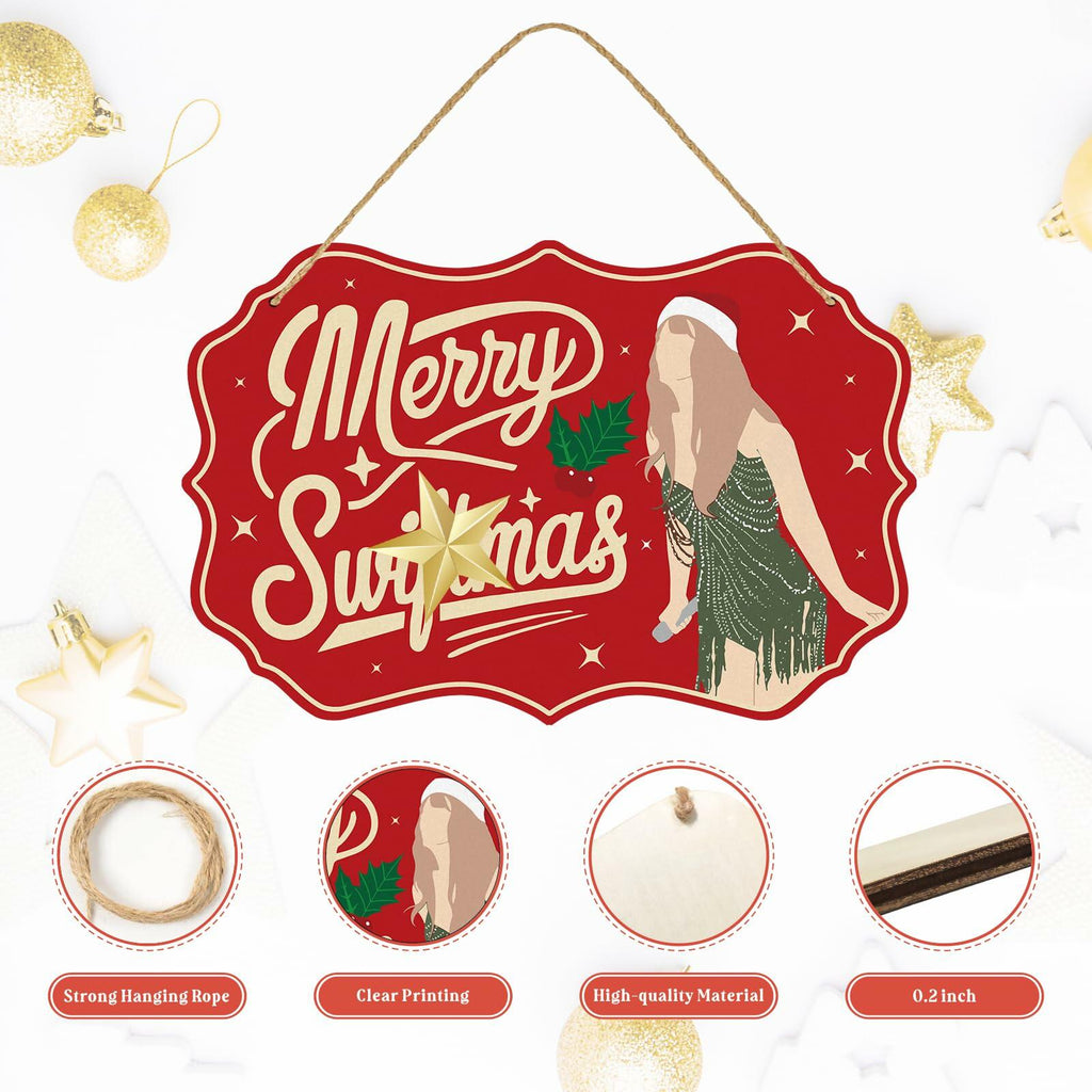Funny Christmas Wood Door Sign Holiday Decor Welcome Front Door Hanging